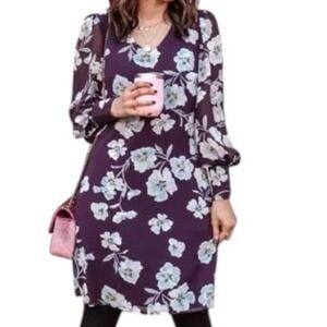 NWT Cabi Floral Ellery Long Sleeve Shift Dress Royal Flower Size Small‎ Feminine